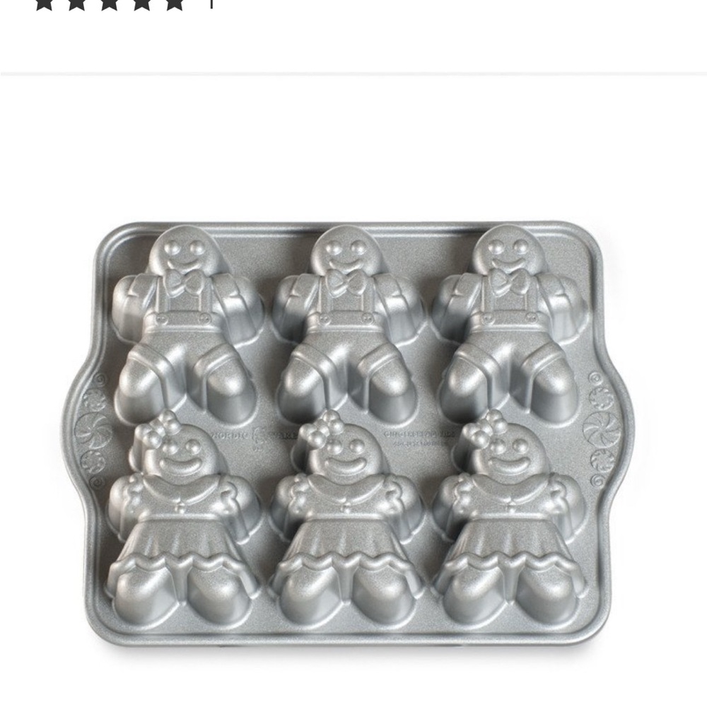 NWT Nordic Ware Silver Gingerbread Kids Cakelet Pan